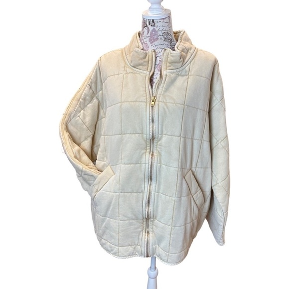 NWT Free People Dolman Quilted Knit Oversized Boho Jacket Vanilla Creme, Size XL - Picture 10 of 15